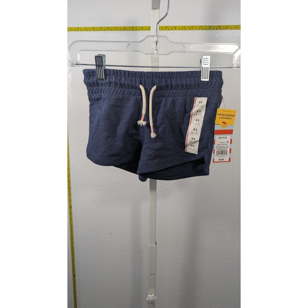 Cat & Jack Girls XS 4/5 Nightfall Blue Knit Drawstring Shorts NWT Heathered - Picture 1 of 4